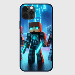 Чехол iPhone 12 Pro Minecraft - ai art neon glow