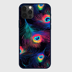 Чехол iPhone 12 Pro Павлиньи перья - разные оттенки