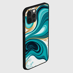 Чехол для iPhone 12 Pro Бирюза и золото, цвет: 3D-черный — фото 2
