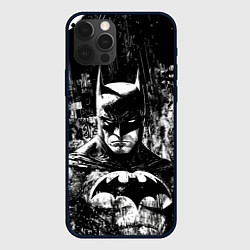 Чехол iPhone 12 Pro Бэтмен черно-белый стиль