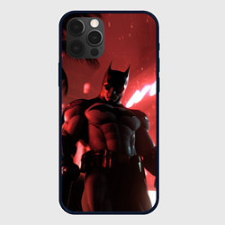 Чехол для iPhone 12 Pro Бэтмен красный ночной город, цвет: 3D-черный