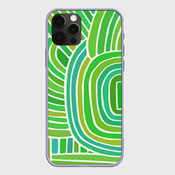 Чехол для iPhone 12 Pro Абстрактный узор зеленый, цвет: 3D-светло-сиреневый