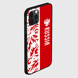 Чехол для iPhone 12 Pro Россия - красная хохлома, цвет: 3D-черный — фото 2