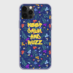 Чехол iPhone 12 Pro Keep calm and buzz - пчелы и цветы