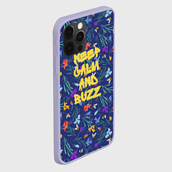 Чехол для iPhone 12 Pro Keep calm and buzz - пчелы и цветы, цвет: 3D-светло-сиреневый — фото 2