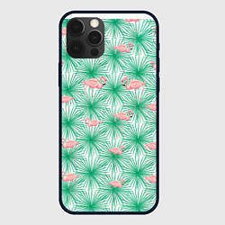 Чехол iPhone 12 Pro Фламинго и тропики
