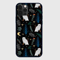 Чехол для iPhone 12 Pro Сова в зимнем лесу, цвет: 3D-черный