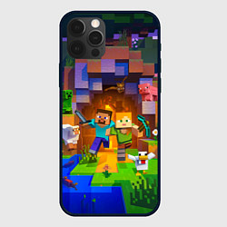 Чехол для iPhone 12 Pro Стив и Алекс - Майнкрафт, цвет: 3D-черный