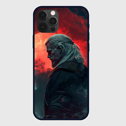 Чехол iPhone 12 Pro Ведьмак на фоне красной луны