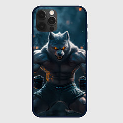 Чехол для iPhone 12 Pro Агрессивный волк боец, цвет: 3D-черный