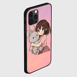 Чехол для iPhone 12 Pro Девочка обнимает зайцика в аниме, цвет: 3D-черный — фото 2