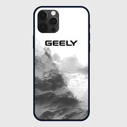 Чехол iPhone 12 Pro Geely на сером абстрактном фоне