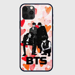 Чехол iPhone 12 Pro BTS на фоне сердечек