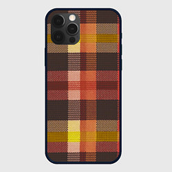 Чехол для iPhone 12 Pro Красно-коричневая клетка с текстурой ткани, цвет: 3D-черный