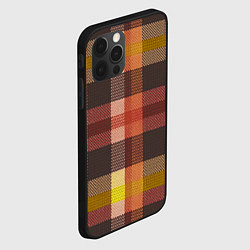 Чехол для iPhone 12 Pro Красно-коричневая клетка с текстурой ткани, цвет: 3D-черный — фото 2