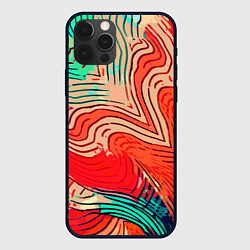 Чехол iPhone 12 Pro Красно-зелёный полосатая абстракция