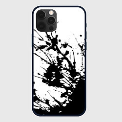 Чехол iPhone 12 Pro Чёрная взрывная краска на белом