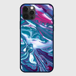 Чехол iPhone 12 Pro Абстракция бело сине красный мрамор