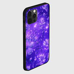 Чехол для iPhone 12 Pro Цветочный индиго с искрами, цвет: 3D-черный — фото 2