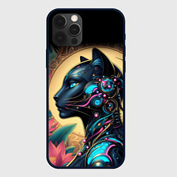 Чехол iPhone 12 Pro Девушка-кошка арт нуво и киберпанк коллаба