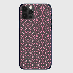 Чехол для iPhone 12 Pro Шестиугольники с цветочными перекрестиями, цвет: 3D-черный