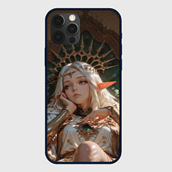 Чехол iPhone 12 Pro Беловолосая королева эльфов на троне