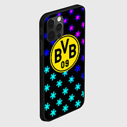 Чехол для iPhone 12 Pro Borussia неоновые снежинки, цвет: 3D-черный — фото 2
