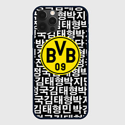 Чехол iPhone 12 Pro Borussia японские символы паттерн