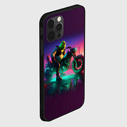 Чехол для iPhone 12 Pro Шрек на мотоцикле на закате - нейроарт фантазия, цвет: 3D-черный — фото 2