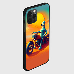 Чехол для iPhone 12 Pro Робот Бендер на мотоцикле в пустыне, цвет: 3D-черный — фото 2