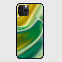 Чехол iPhone 12 Pro Шелк зеленый с желтым