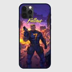 Чехол для iPhone 12 Pro Fallout седьмой на фоне взрывов, цвет: 3D-черный