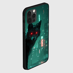 Чехол для iPhone 12 Pro Лиса в сияющими глазами в стиле киберпанк, цвет: 3D-черный — фото 2