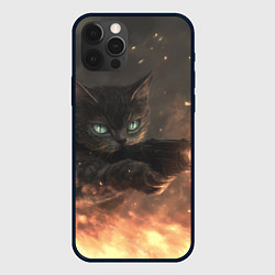 Чехол для iPhone 12 Pro Кот стреляет из космического оружия, цвет: 3D-черный