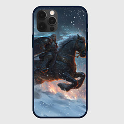 Чехол iPhone 12 Pro Всадник на лошади в снежную бурю