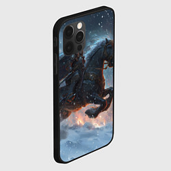 Чехол для iPhone 12 Pro Всадник на лошади в снежную бурю, цвет: 3D-черный — фото 2