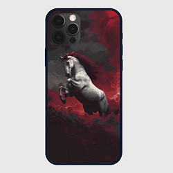 Чехол для iPhone 12 Pro Белая лошадь из красного тумана, цвет: 3D-черный