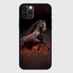 Чехол iPhone 12 Pro Лошадь выпрыгивает из тумана