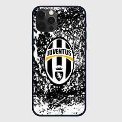 Чехол для iPhone 12 Pro Ювентус белые краски всплеск текстура, цвет: 3D-черный