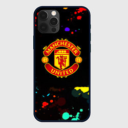 Чехол iPhone 12 Pro Манчестер Юнайтед краски неон