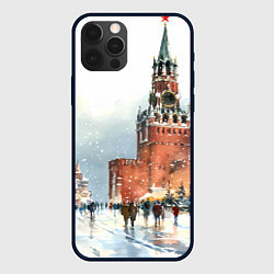 Чехол для iPhone 12 Pro Новогодний Кремль, цвет: 3D-черный