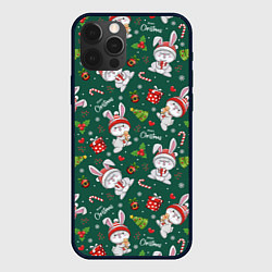 Чехол iPhone 12 Pro Новогодние зайчики
