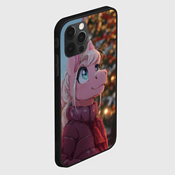 Чехол для iPhone 12 Pro Лошадка у новогодней елки, цвет: 3D-черный — фото 2