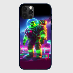 Чехол iPhone 12 Pro Космонавт Шрук в неоновом скафандре на загадочной