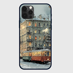 Чехол iPhone 12 Pro Трамваи в зимнем Санкт-Петербурге