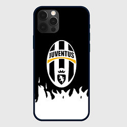Чехол iPhone 12 Pro Ювентус белый огонь текстура