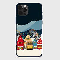 Чехол iPhone 12 Pro Новогодний городок в горах