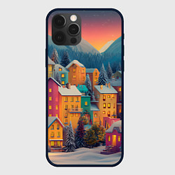 Чехол iPhone 12 Pro Новогодний город в горах