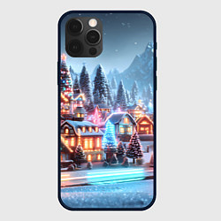 Чехол iPhone 12 Pro Городок в новогодних огоньках