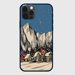 Чехол iPhone 12 Pro Небольшой новогодний город в горах